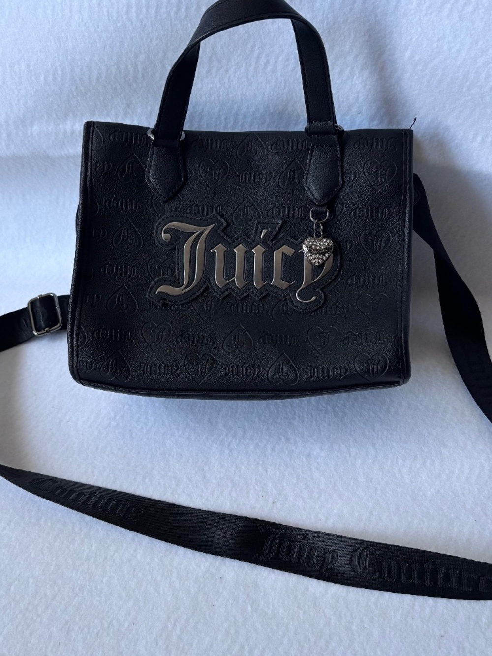 Juicy Couture Upgrade U Mini Tote Bag Liquorice Black Monogram Crossbody